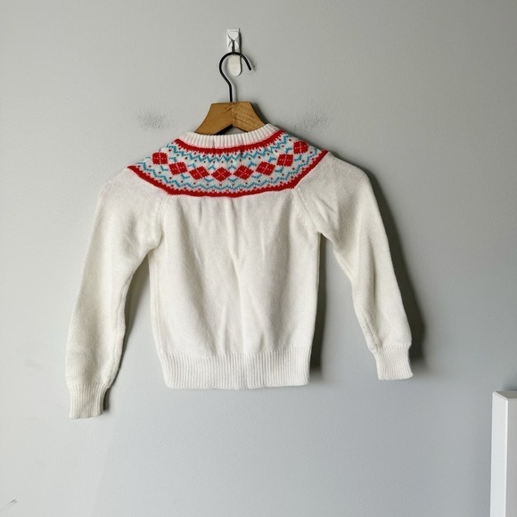 Vintage IZOD for Girl's Blue Red Fair Isle Button Cardigan Size 6x - Picture 3 of 4